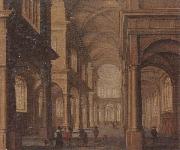 Jan Van Vucht The interior of a reformed church,with a beggar soliciting alms from an elegant company oil painting picture wholesale